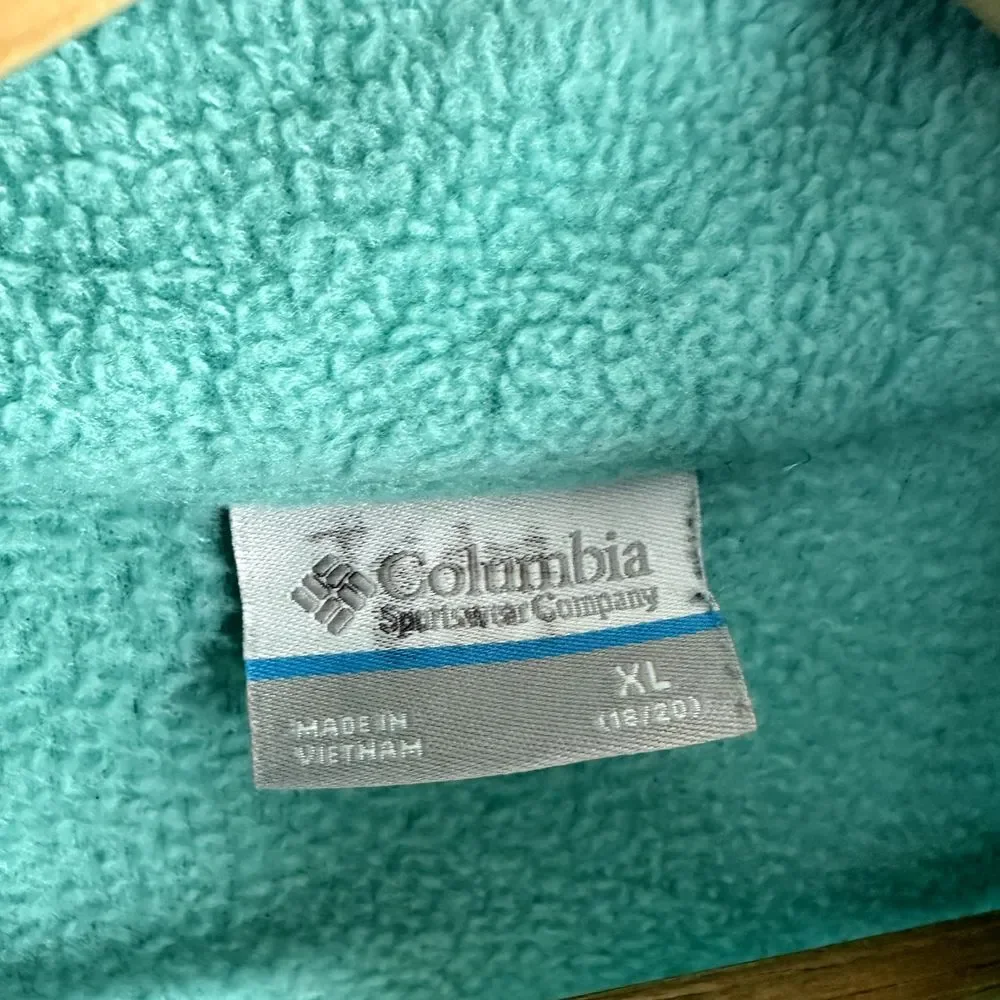 Columbia Full Zip Fleece Girls Size XL (18-20)‎ Teal green Jacket Zip Pockets